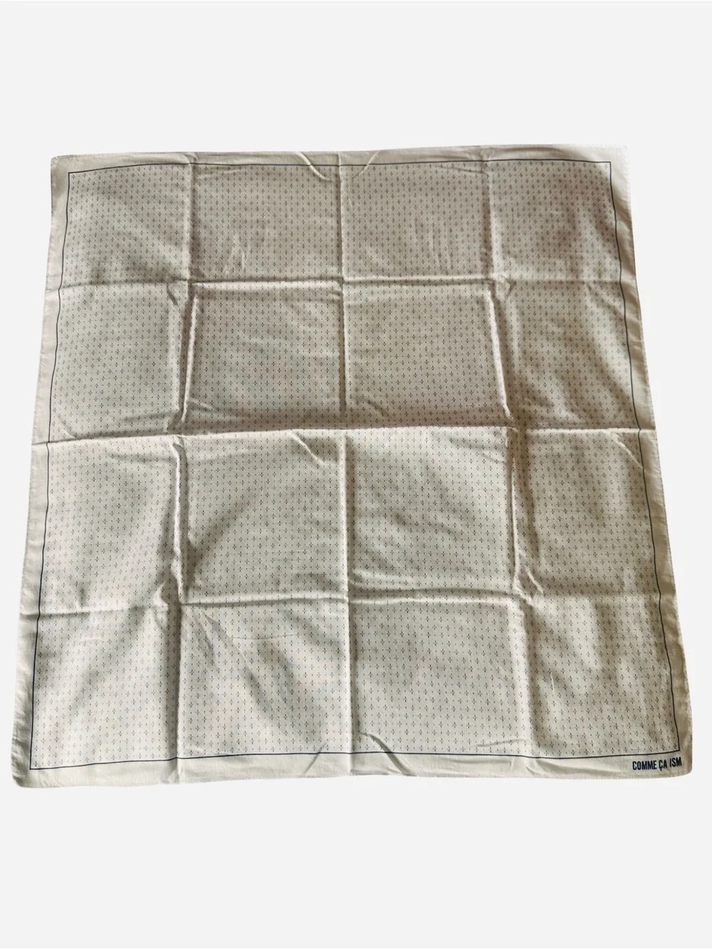 Comme Ca Ism Handkerchief Cotton Pocket Square Cream with Poka Dots